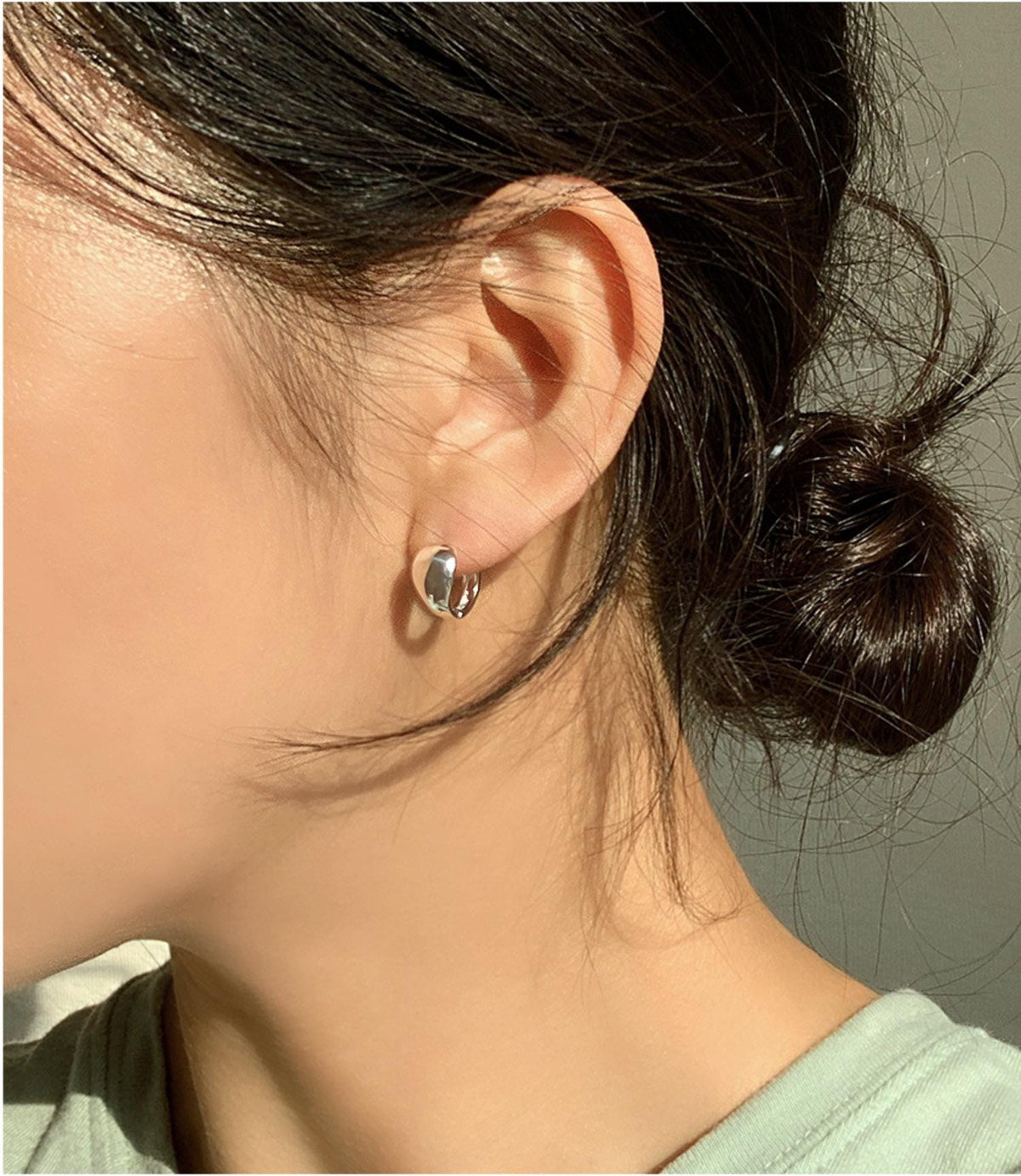 Sculptural Oval Dome Huggie Earrings