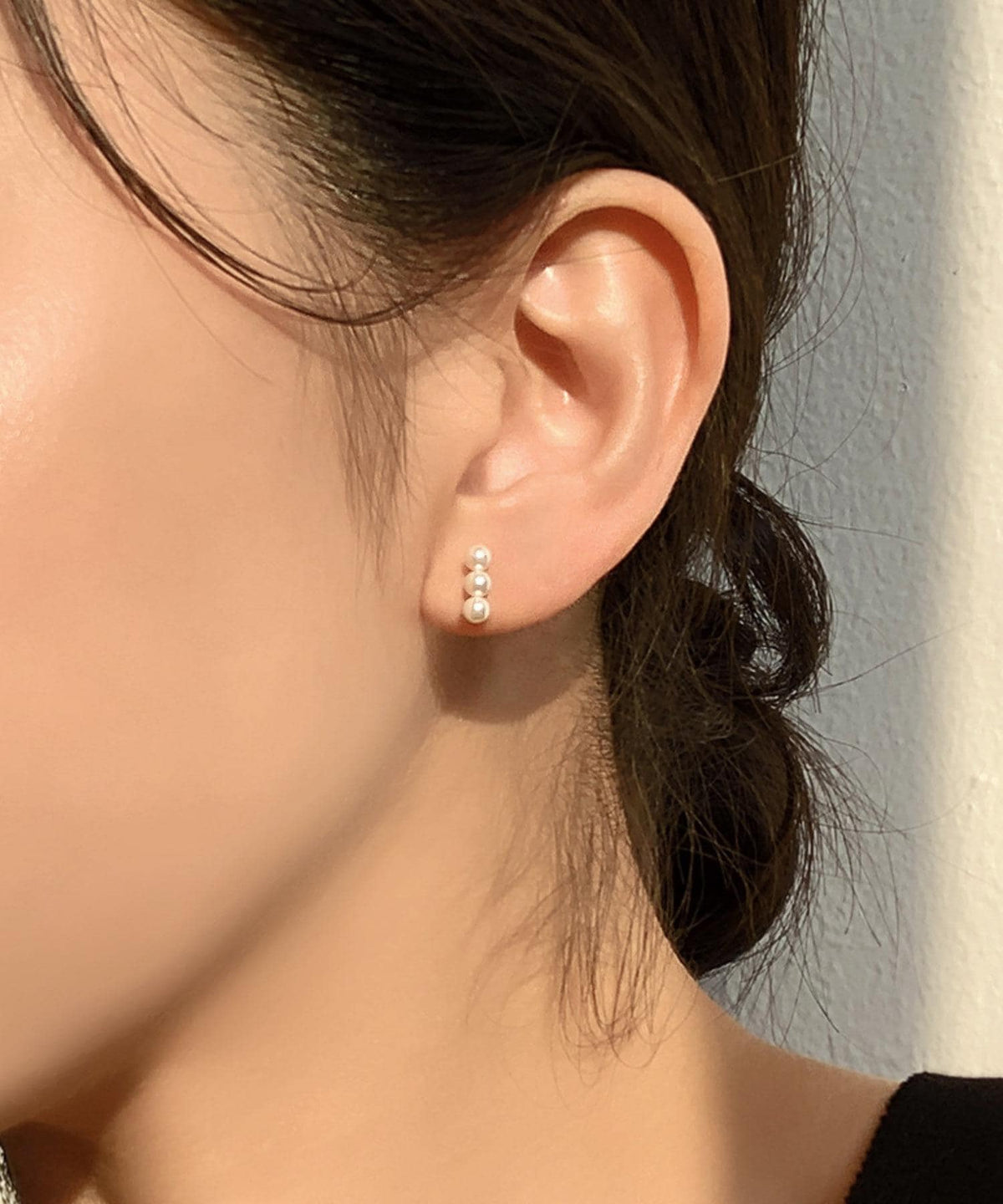 Triple Pearl Stud Earrings