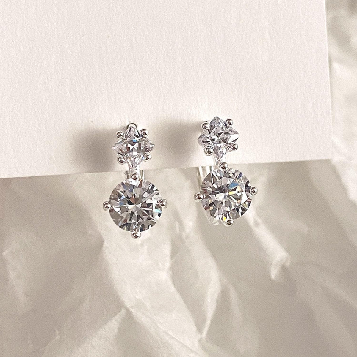 Round & Square CZ Huggie Earrings