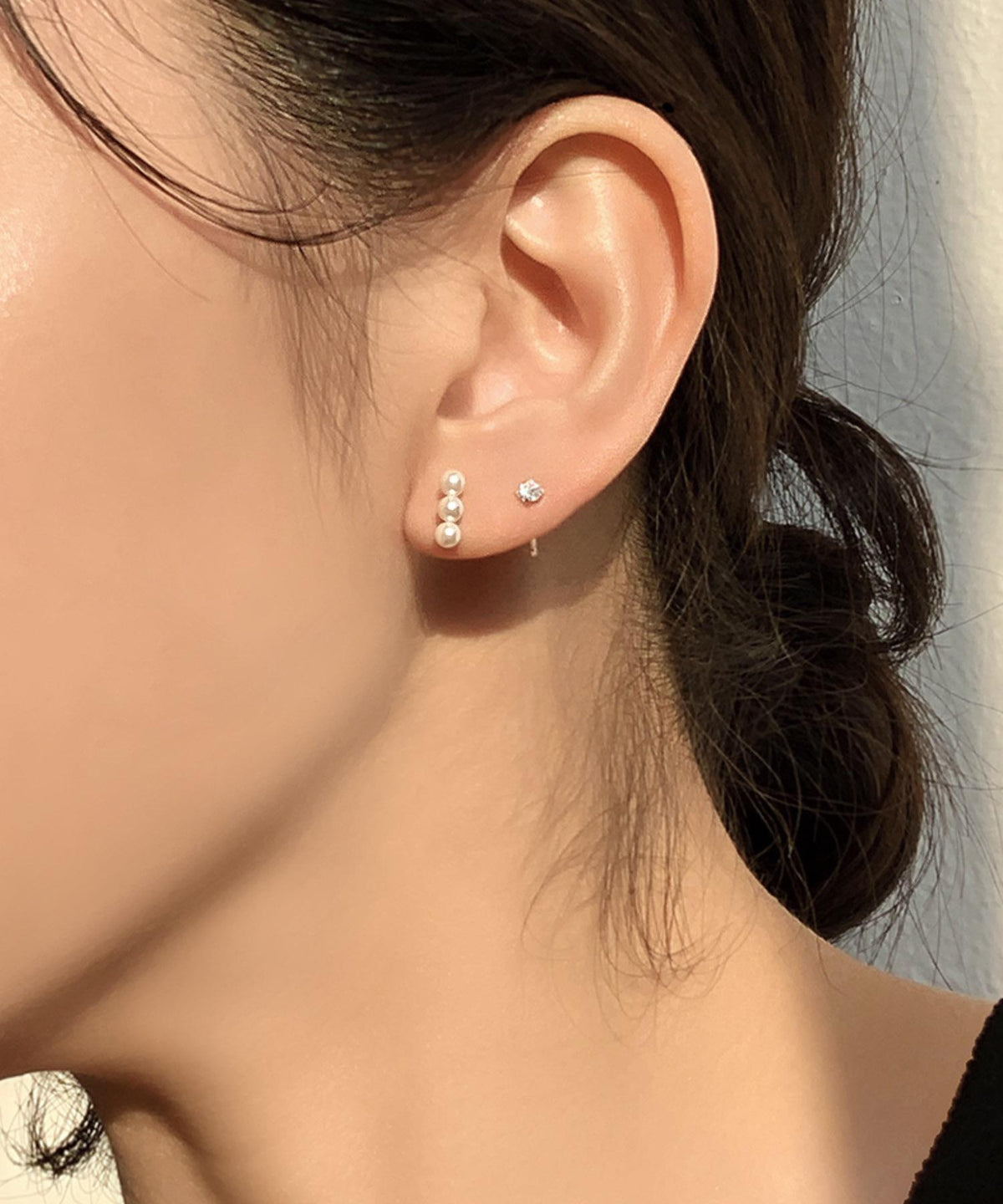 Triple Pearl Stud Earrings