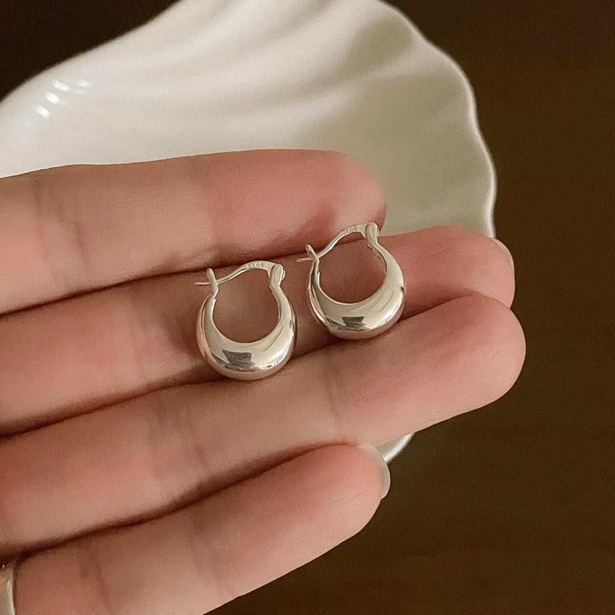 Teardrop Dome Creole Hoop Earrings