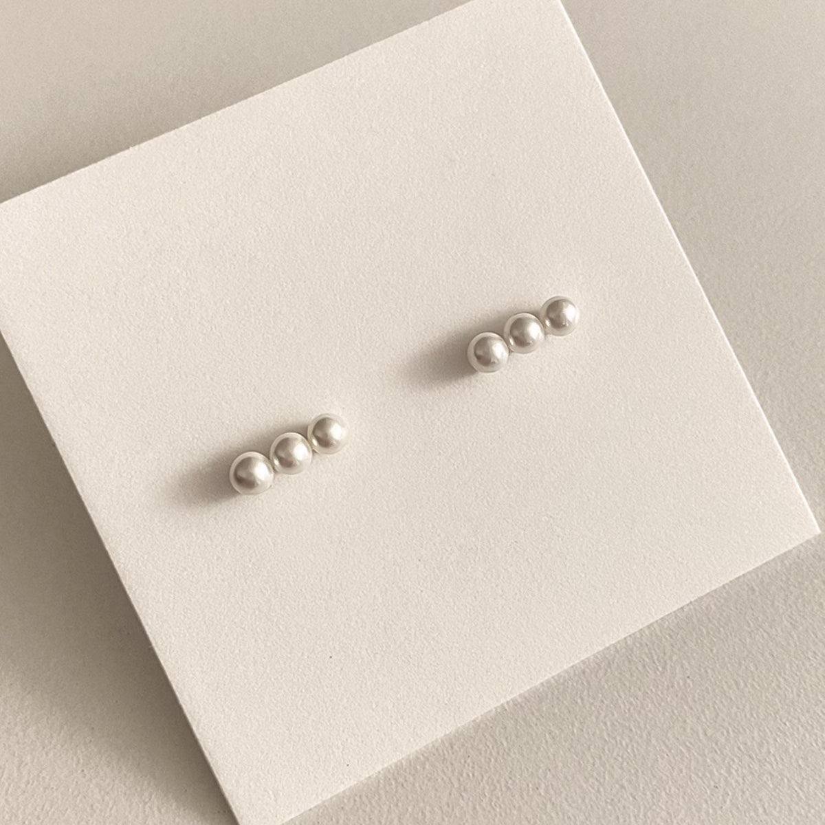 Triple Pearl Stud Earrings