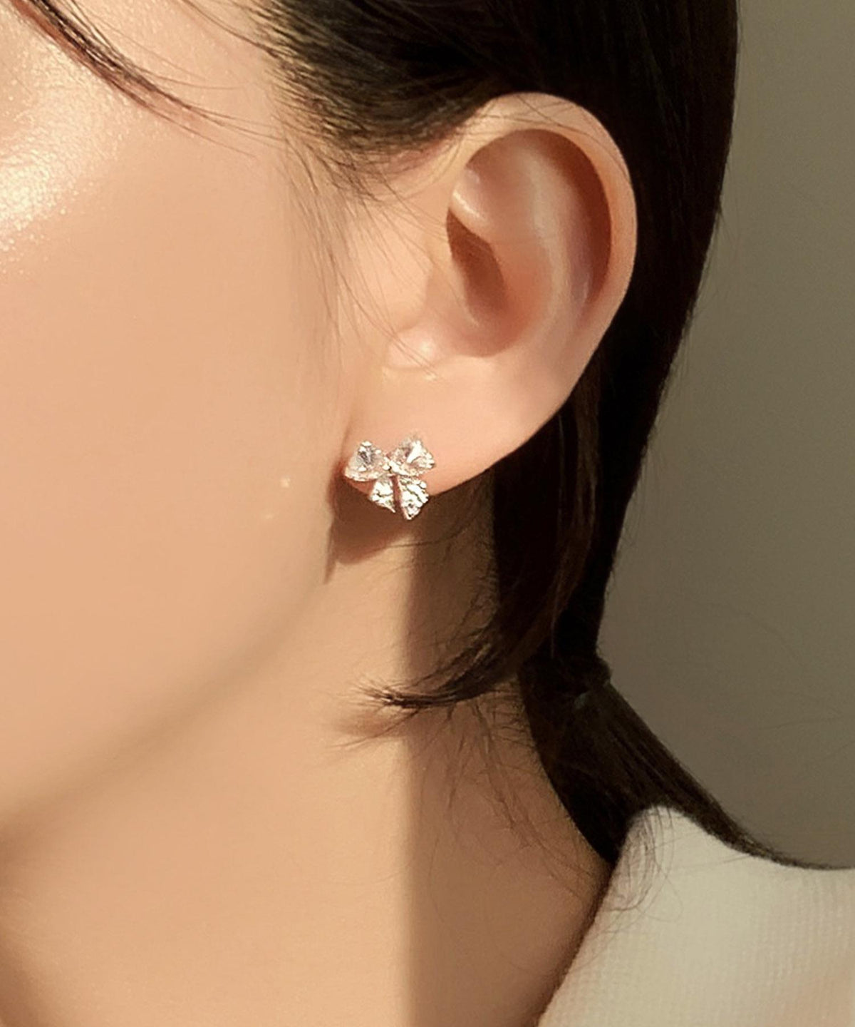 CZ Bow Stud Earrings