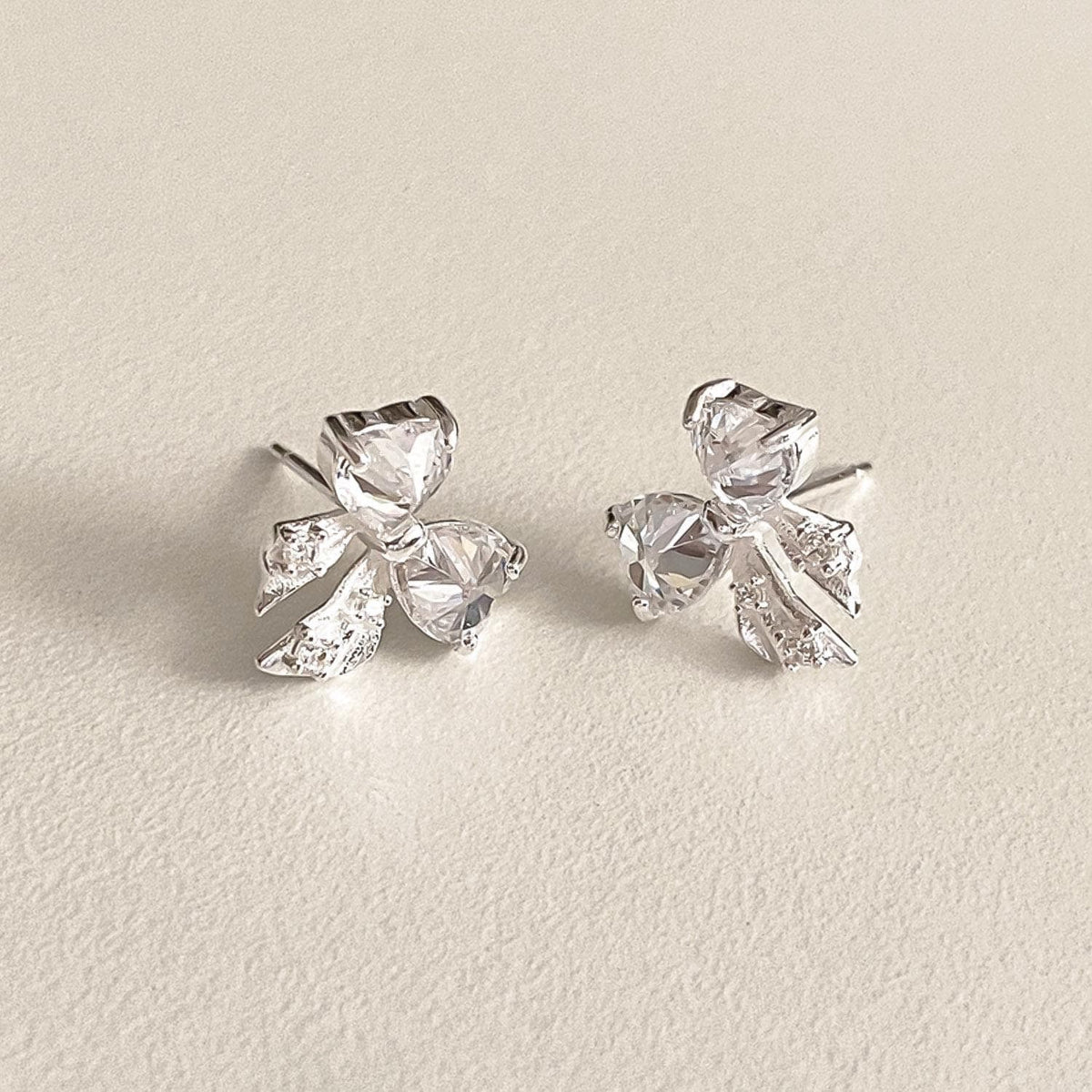 CZ Bow Stud Earrings