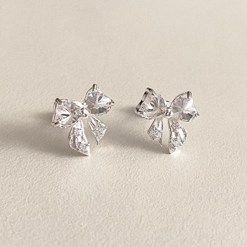 CZ Bow Stud Earrings