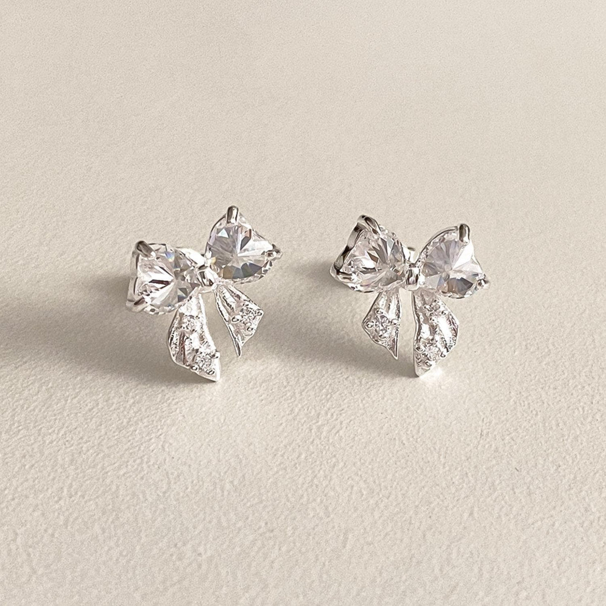 CZ Bow Stud Earrings