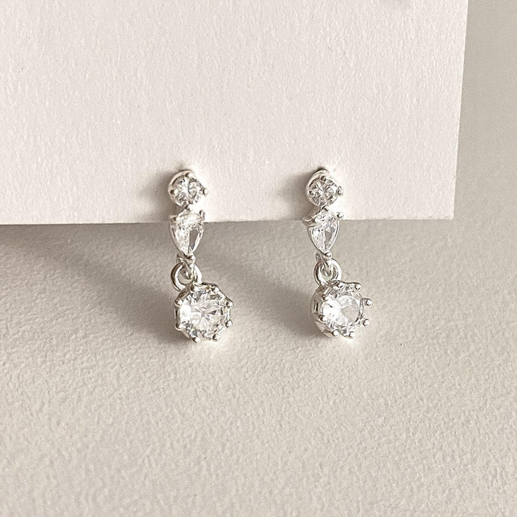 Triple CZ Drop Earrings
