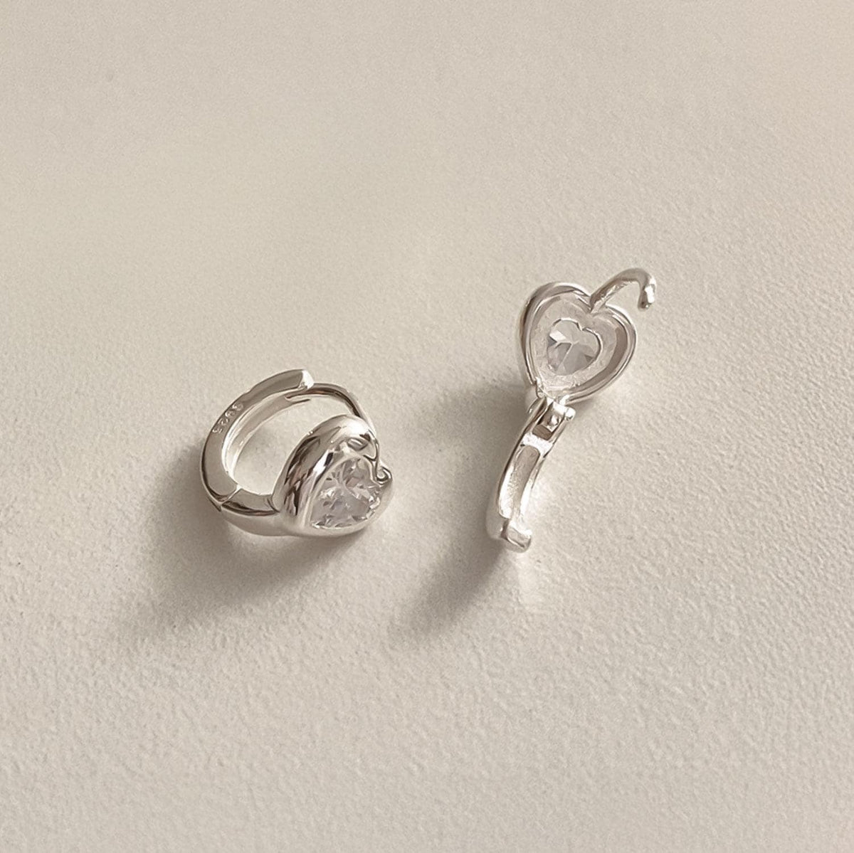 CZ Bold Heart Huggie Earrings