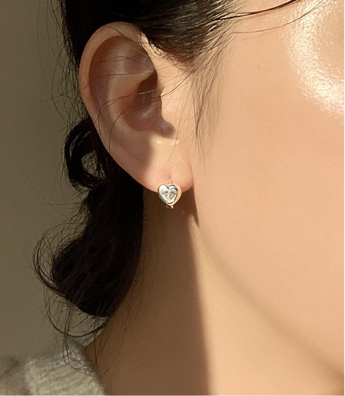 CZ Bold Heart Huggie Earrings
