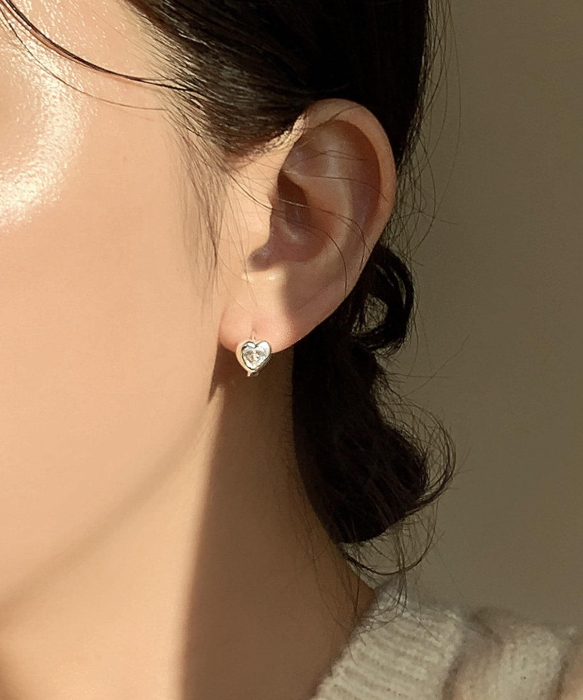 CZ Bold Heart Huggie Earrings