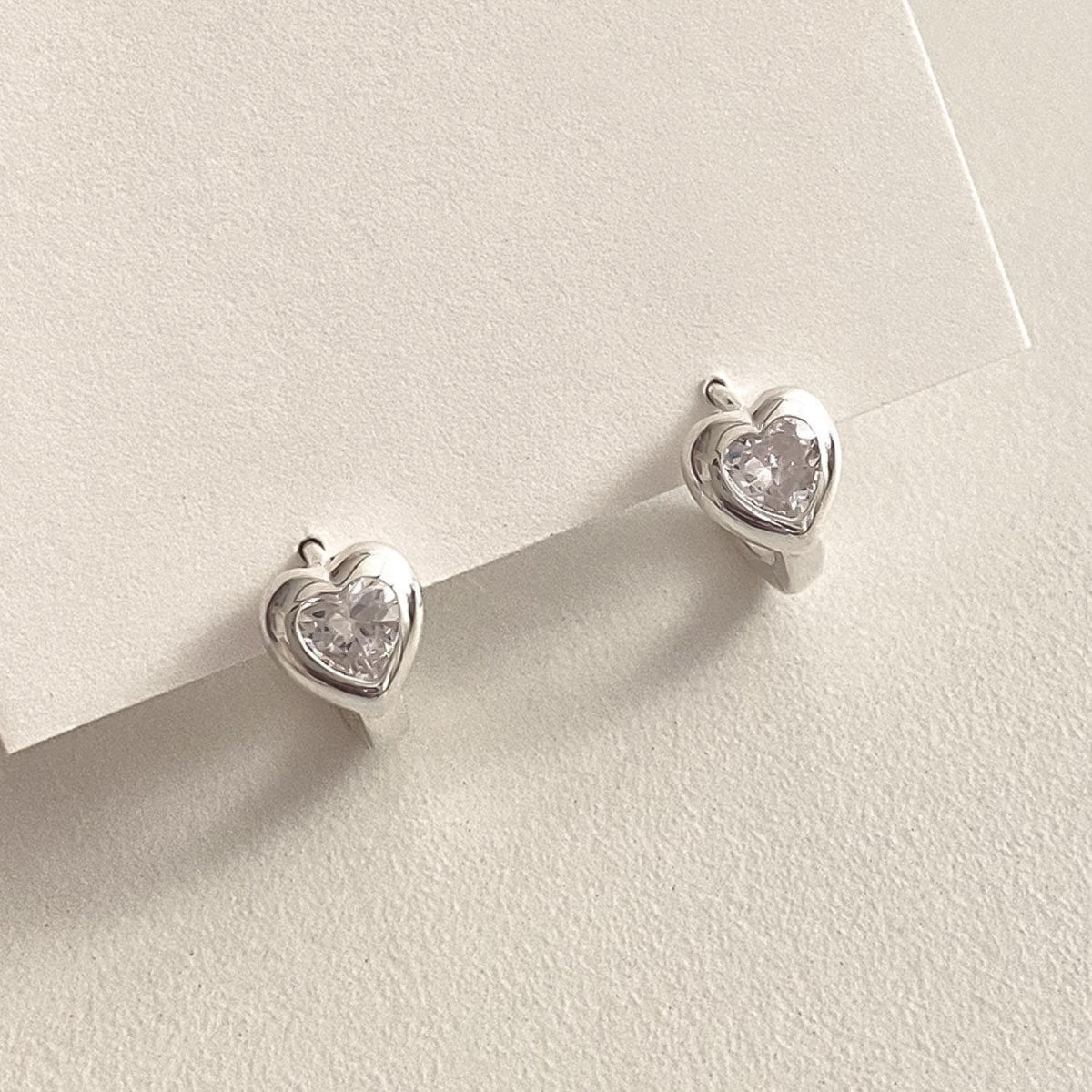CZ Bold Heart Huggie Earrings