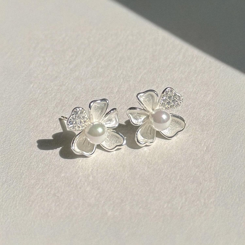 Freshwater Pearl Flower Studs