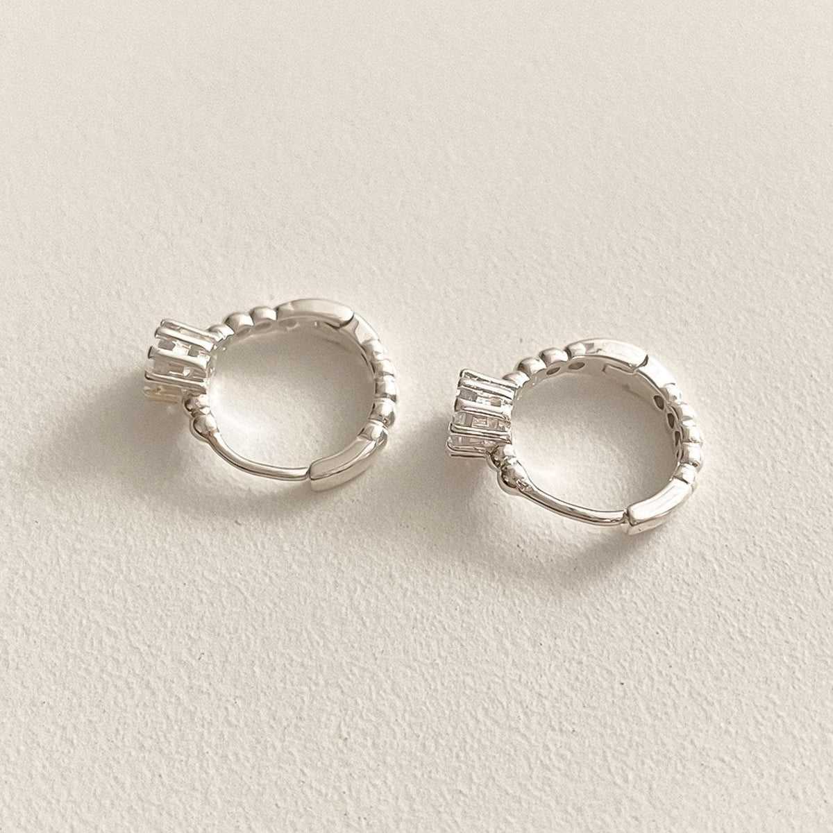 Flower Cup CZ Ball Huggie Earrings