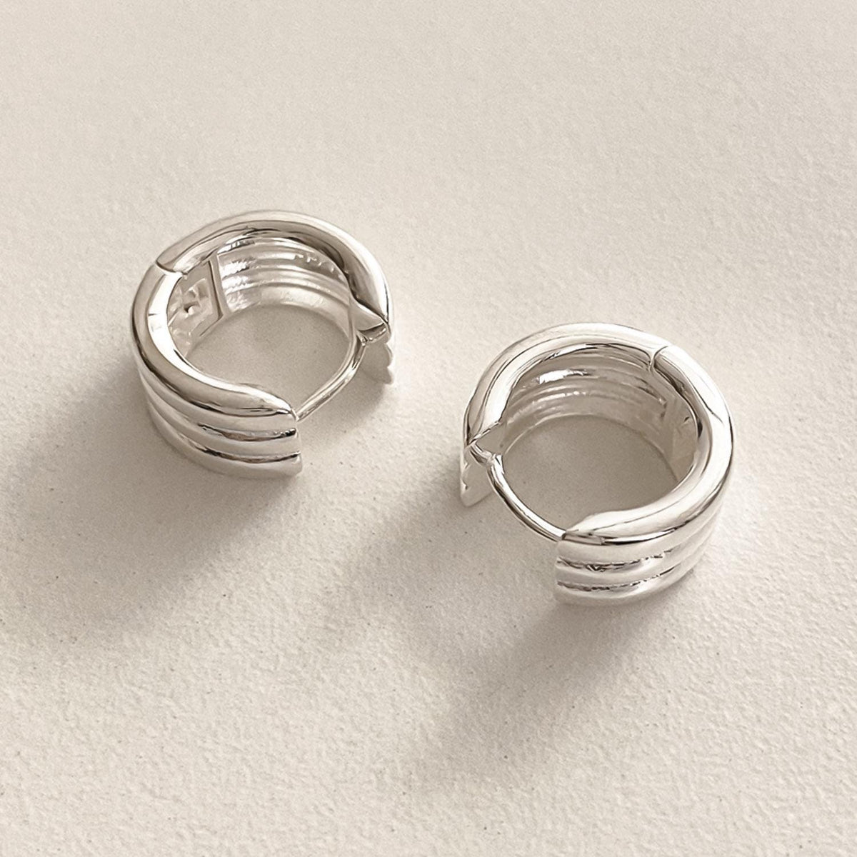 Triple Line Bold Huggie Earrings