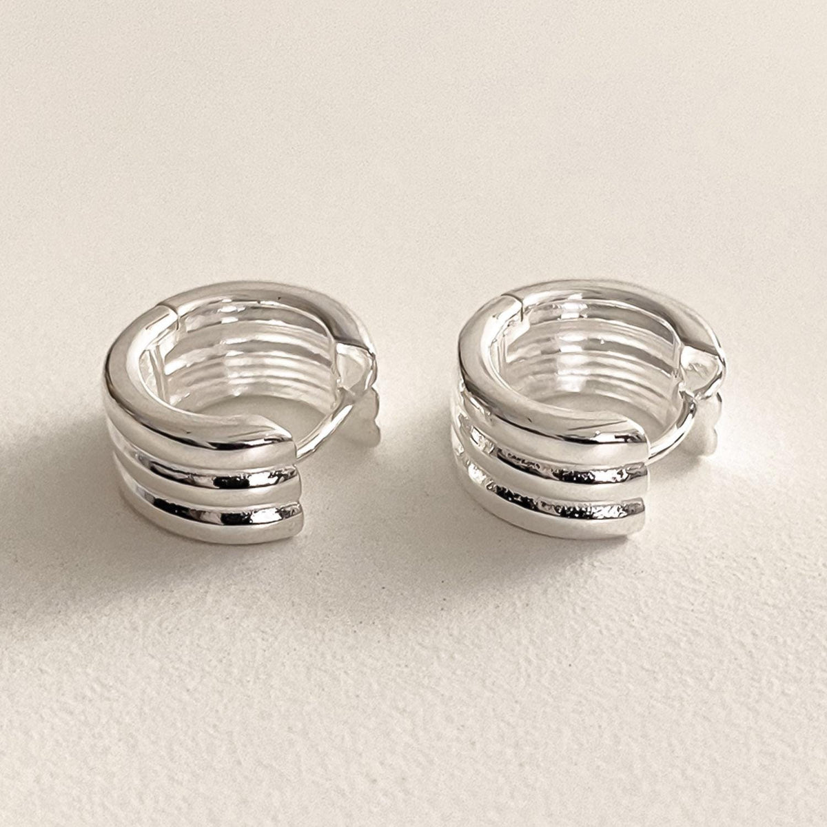 Triple Line Bold Huggie Earrings