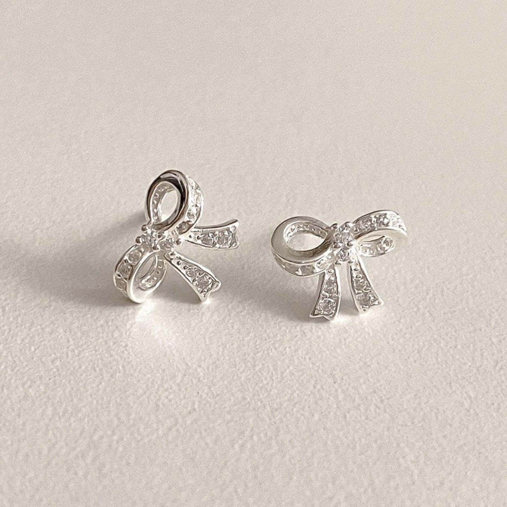 Petite CZ Bow Stud Earrings