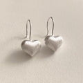 Matte Puffed Heart Drop Earrings