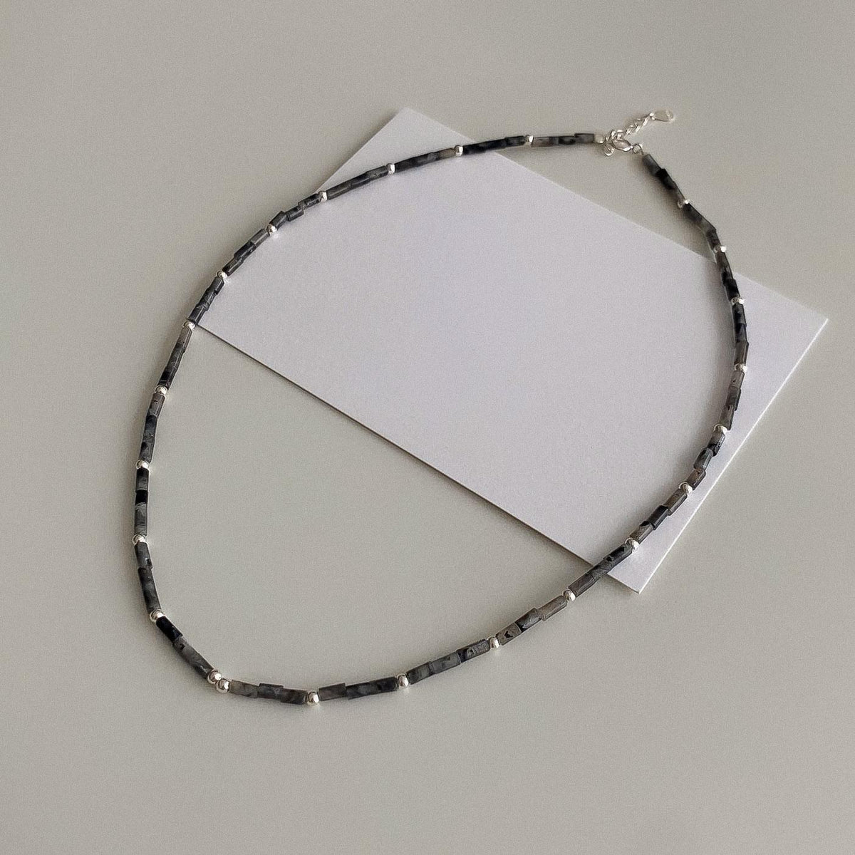Labradorite Silver Beaded Choker Necklace