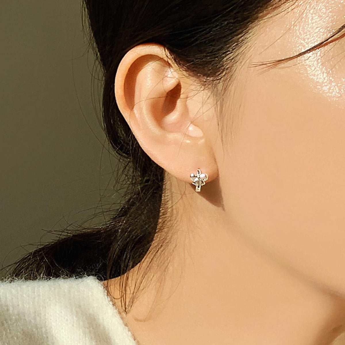 Mini Ribbon Bow Huggie Earrings