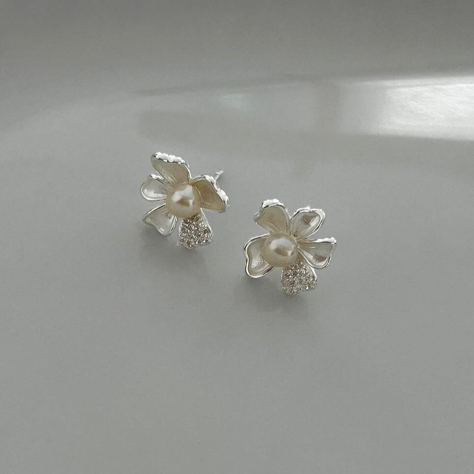 Freshwater Pearl Flower Studs