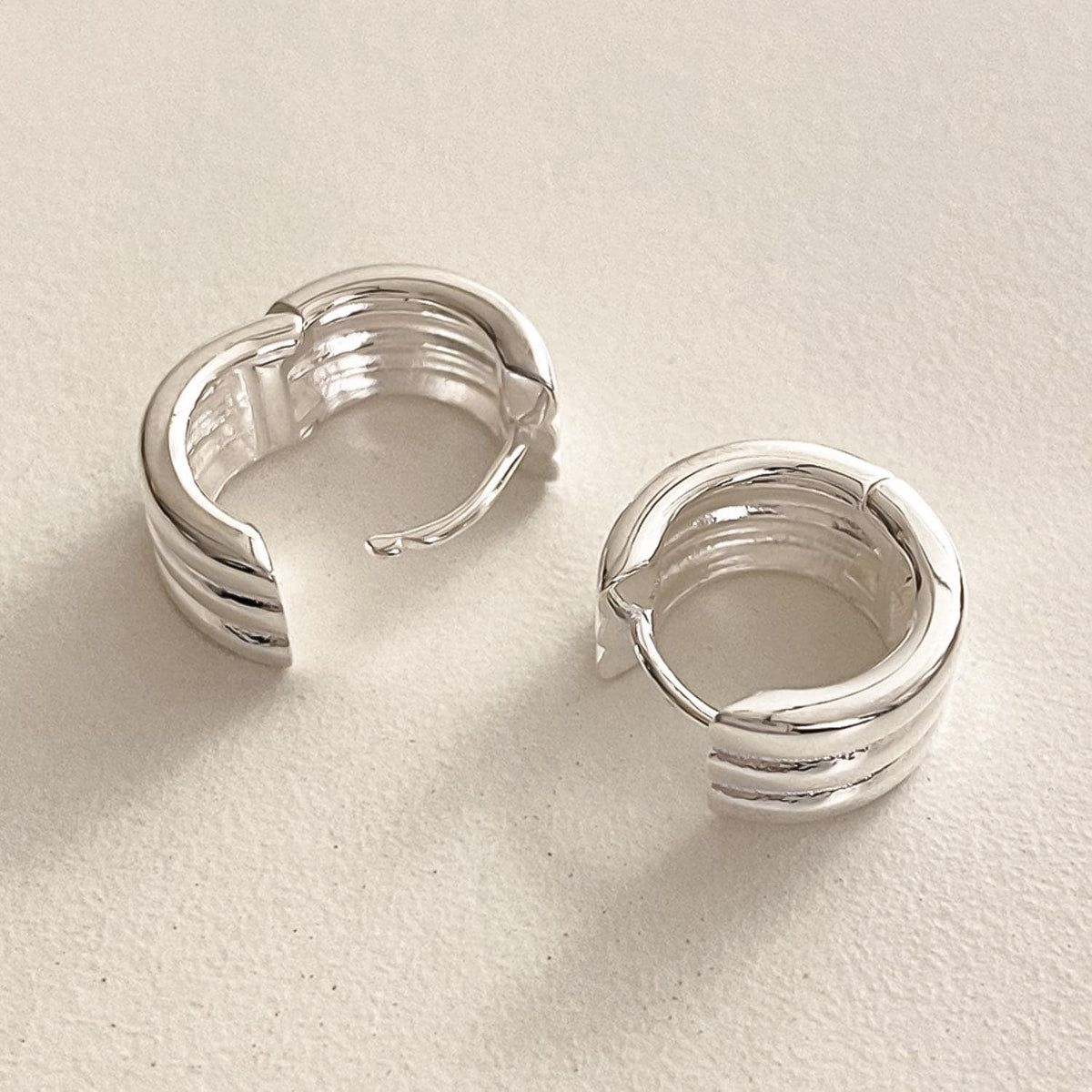 Triple Line Bold Huggie Earrings