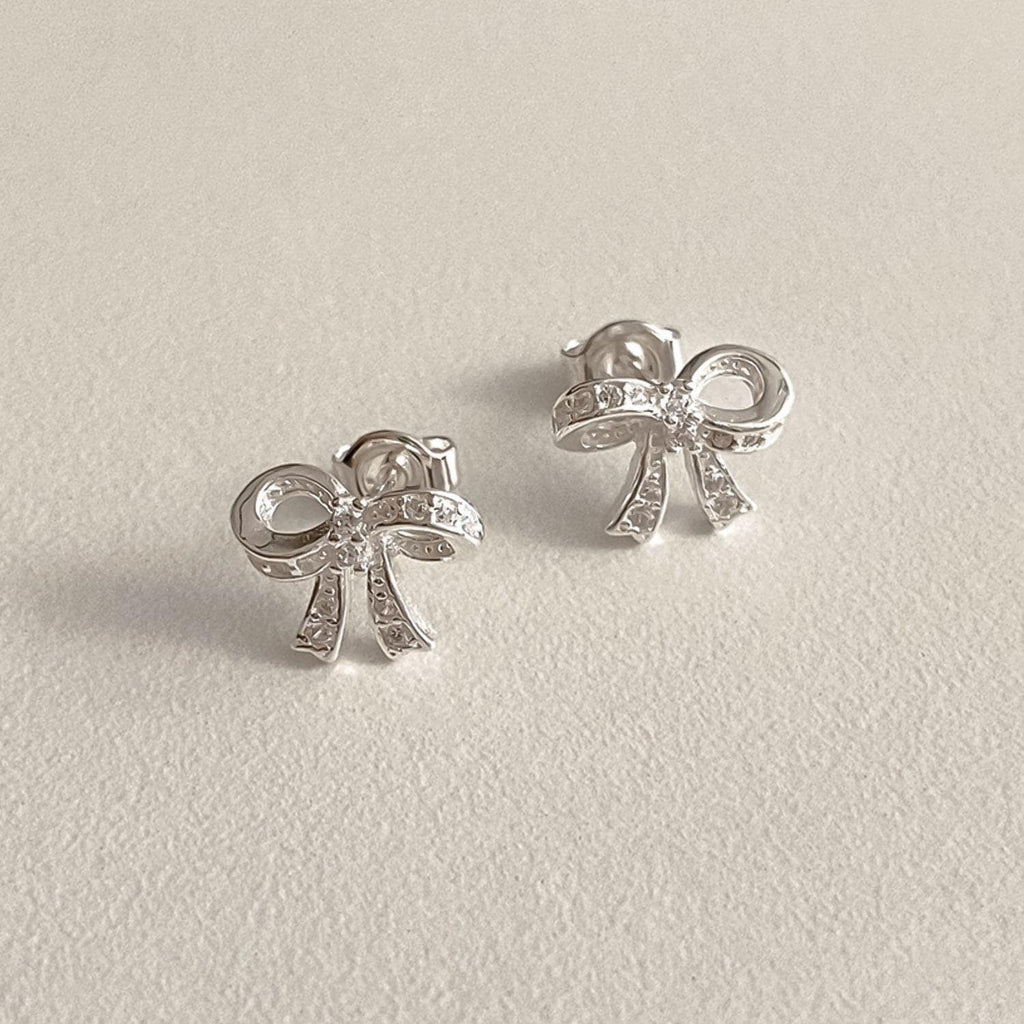 Petite CZ Bow Stud Earrings