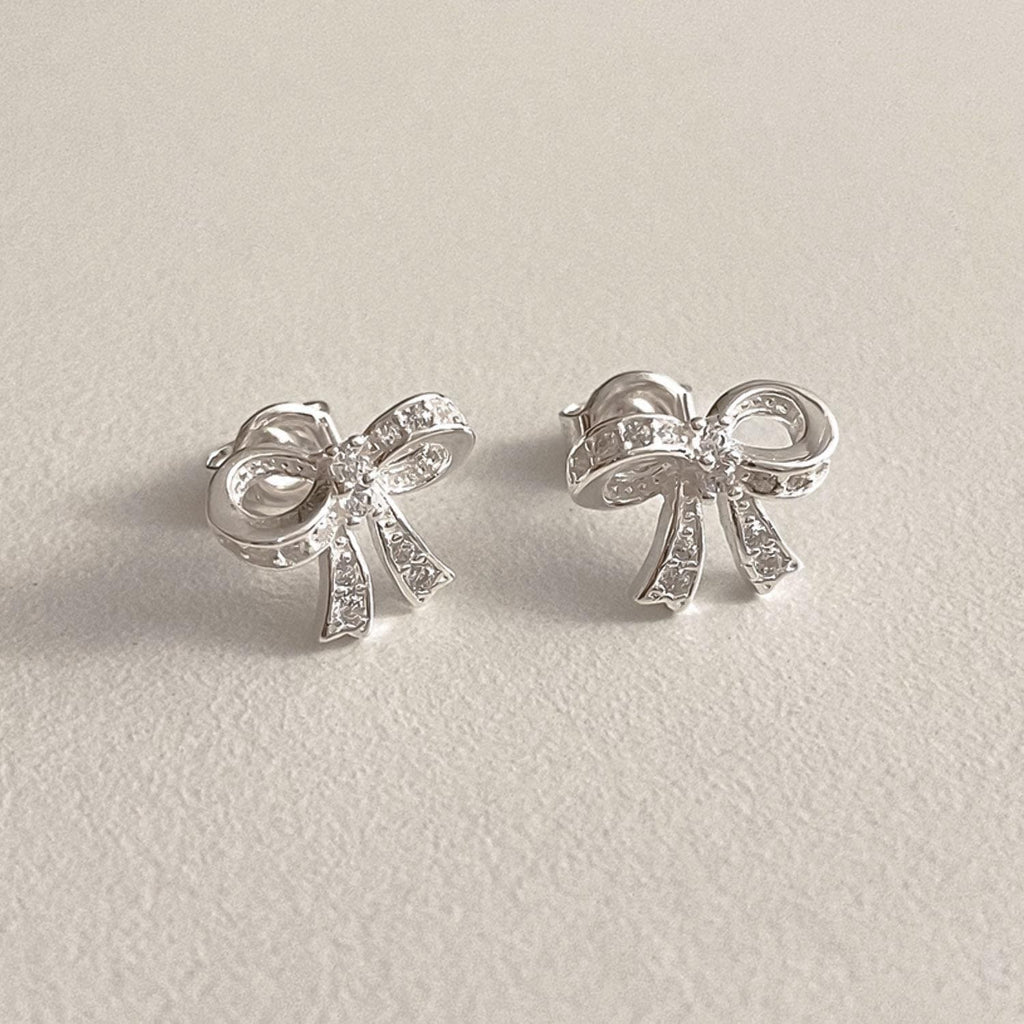 Petite CZ Bow Stud Earrings