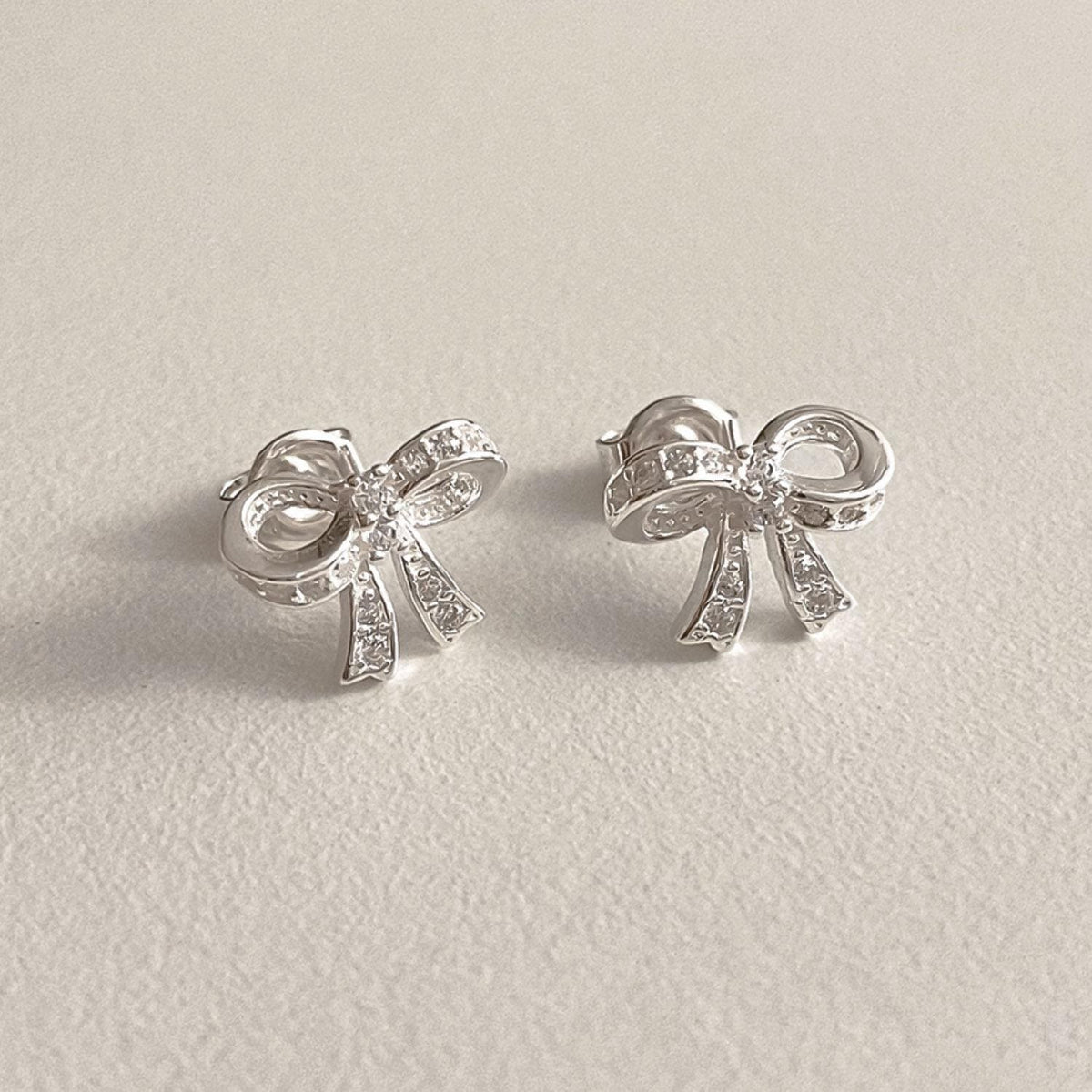 Petite CZ Bow Stud Earrings
