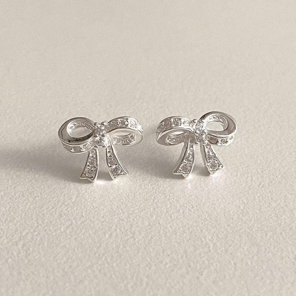 Petite CZ Bow Stud Earrings