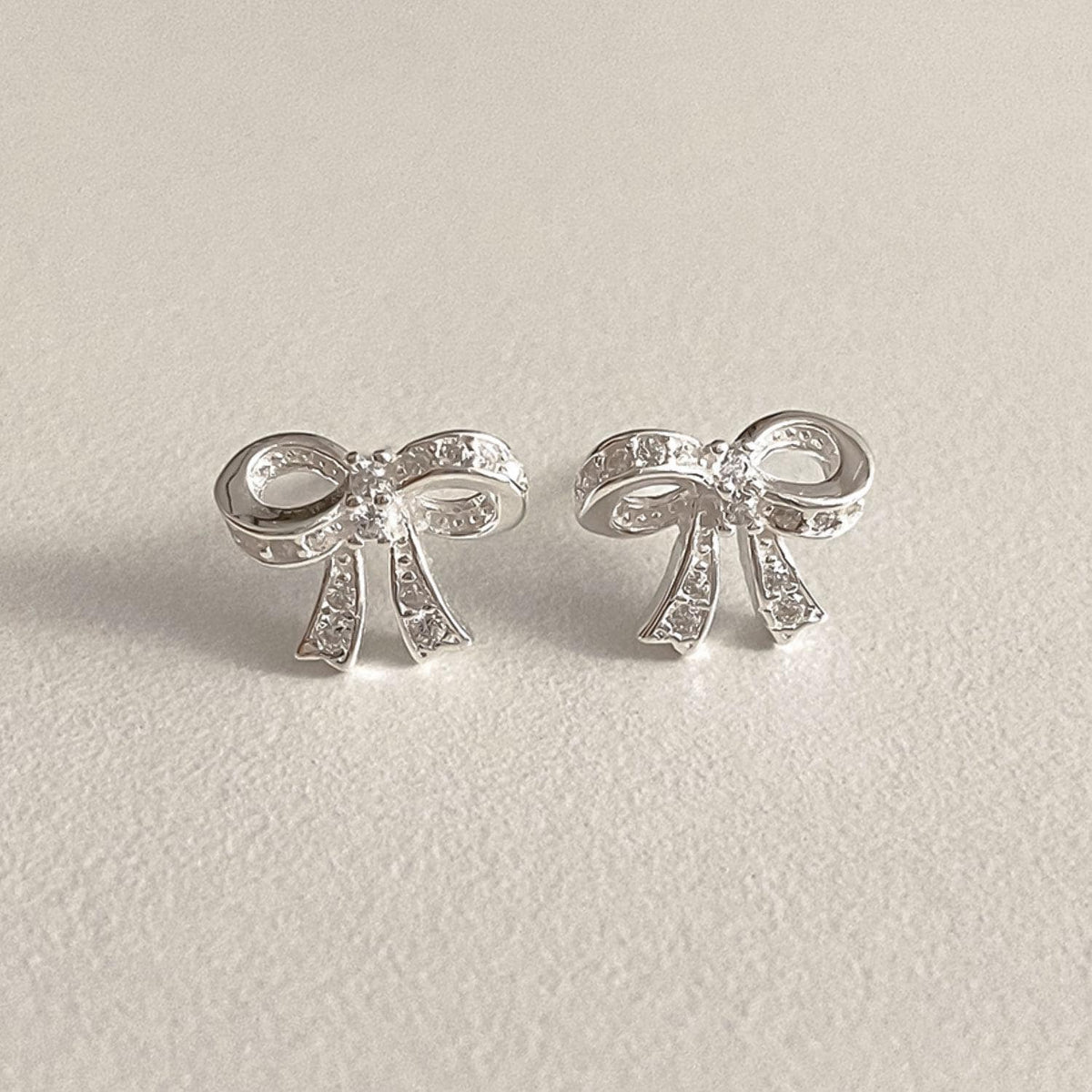 Petite CZ Bow Stud Earrings