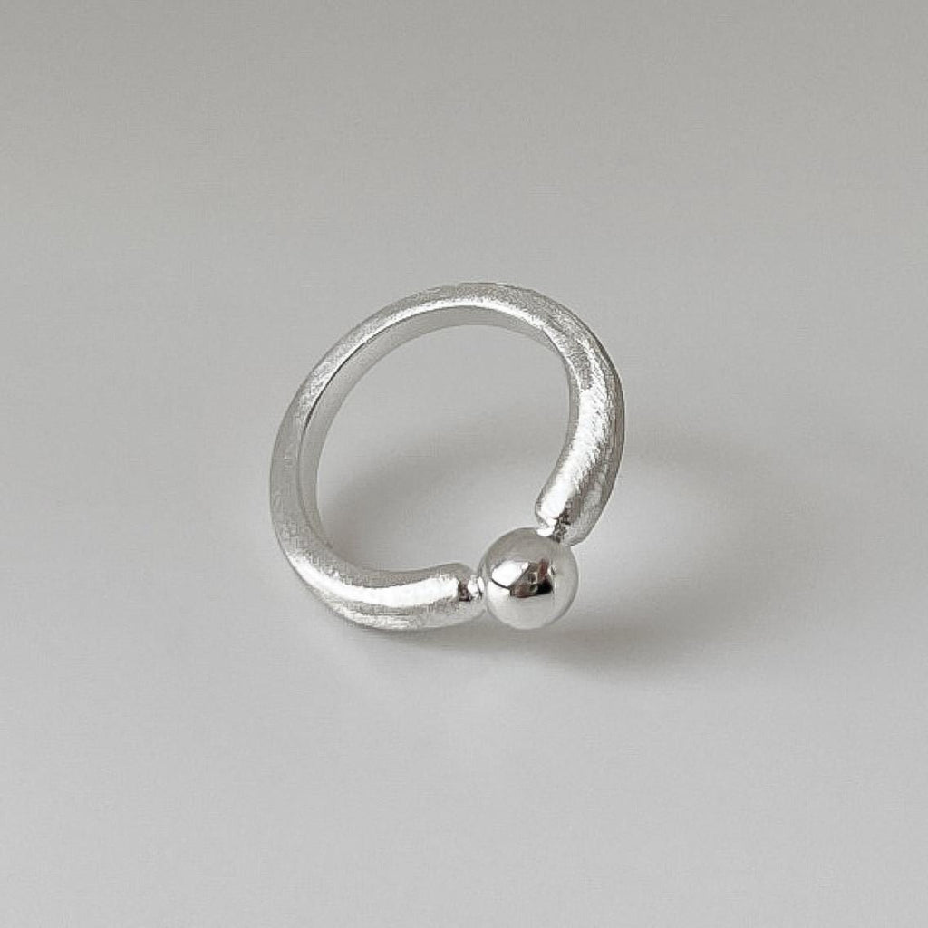 Sculptural Silver Ball Ring