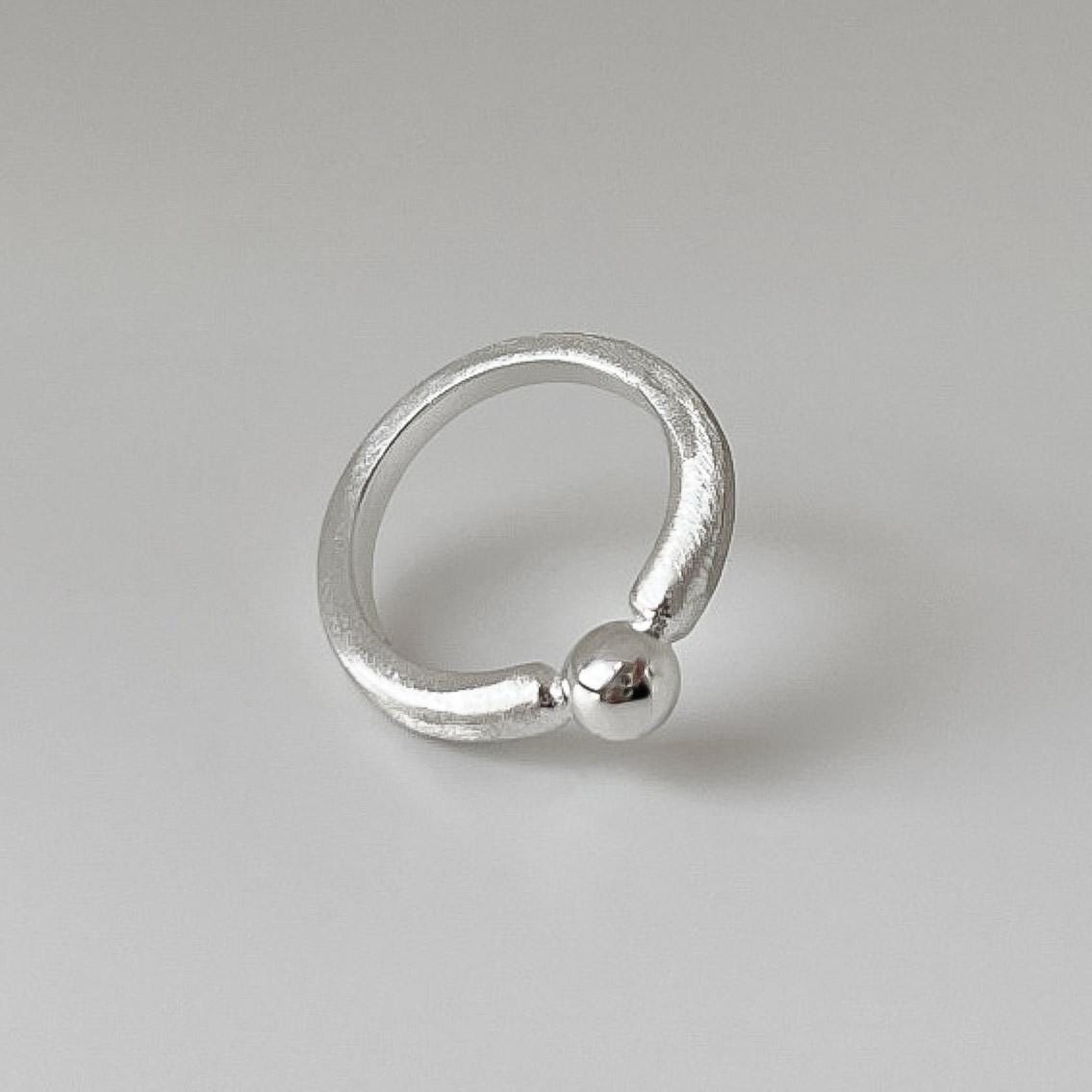 Sculptural Silver Ball Ring