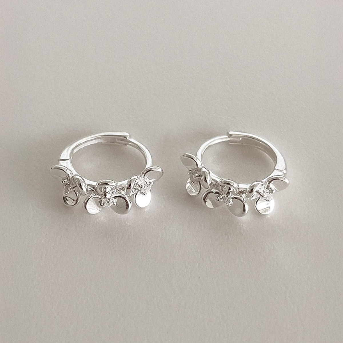 Triple Petal Flower Huggie Earrings