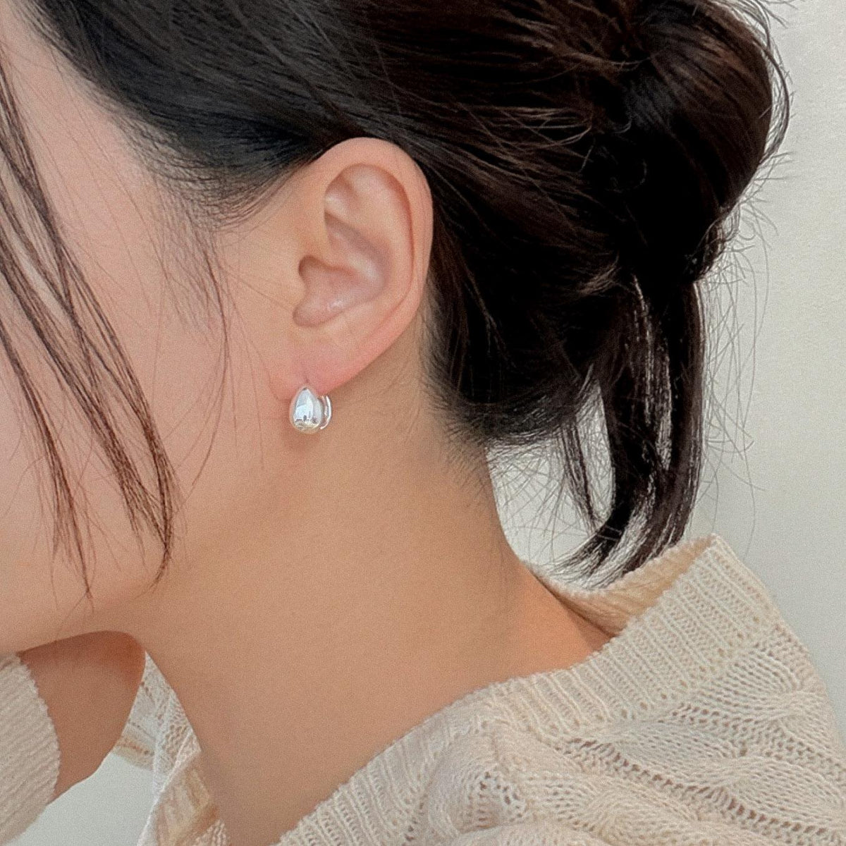 Teardrop Dome Huggie Earrings