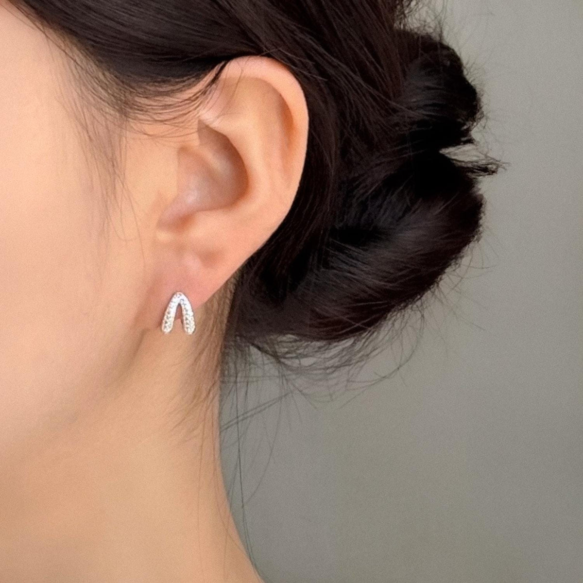 CZ Double Line Huggie Earrings