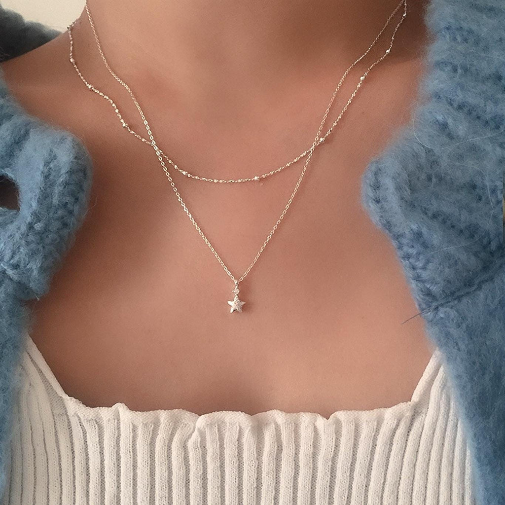 Matte Star Drop Necklace