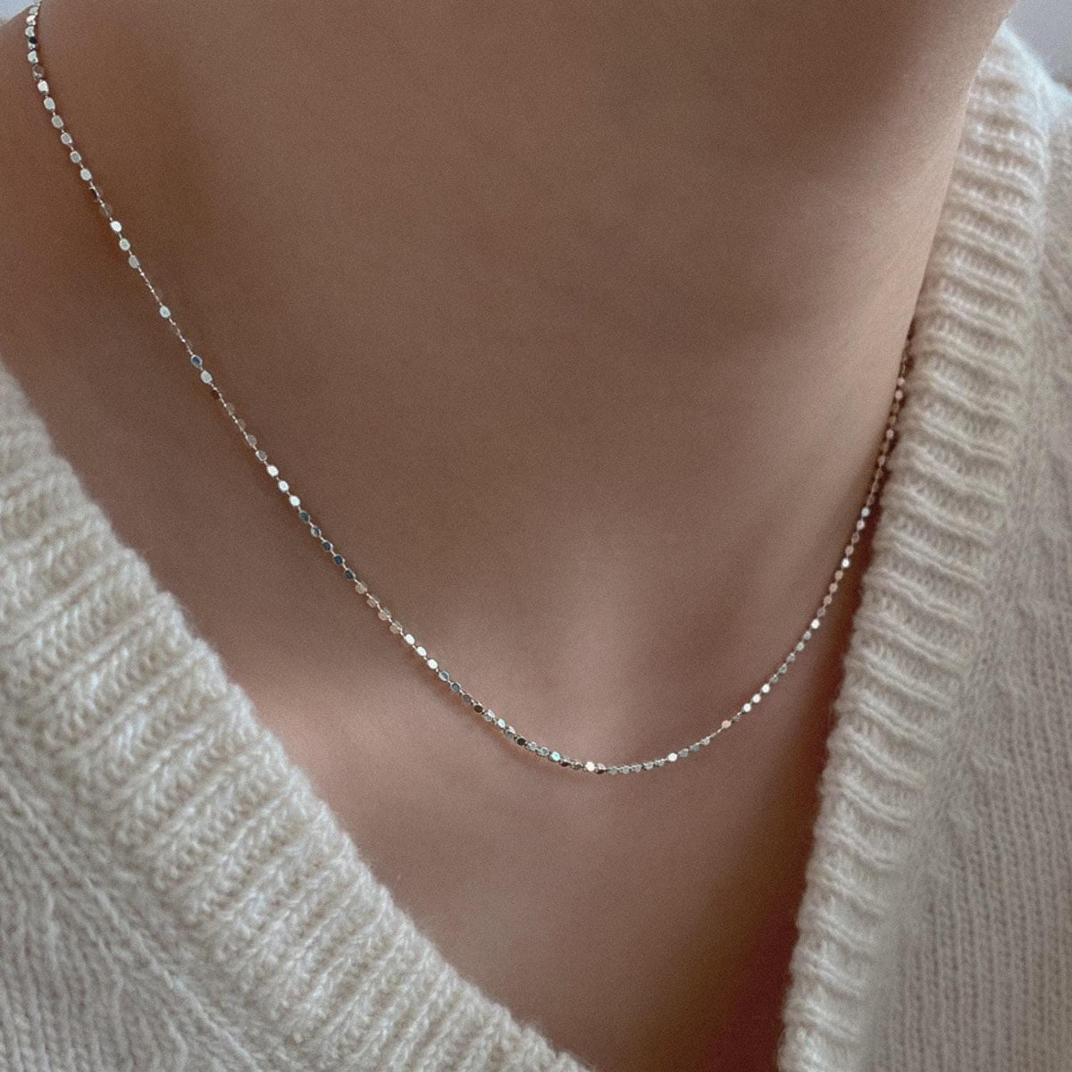 Square Faceted Bead Chain Necklace