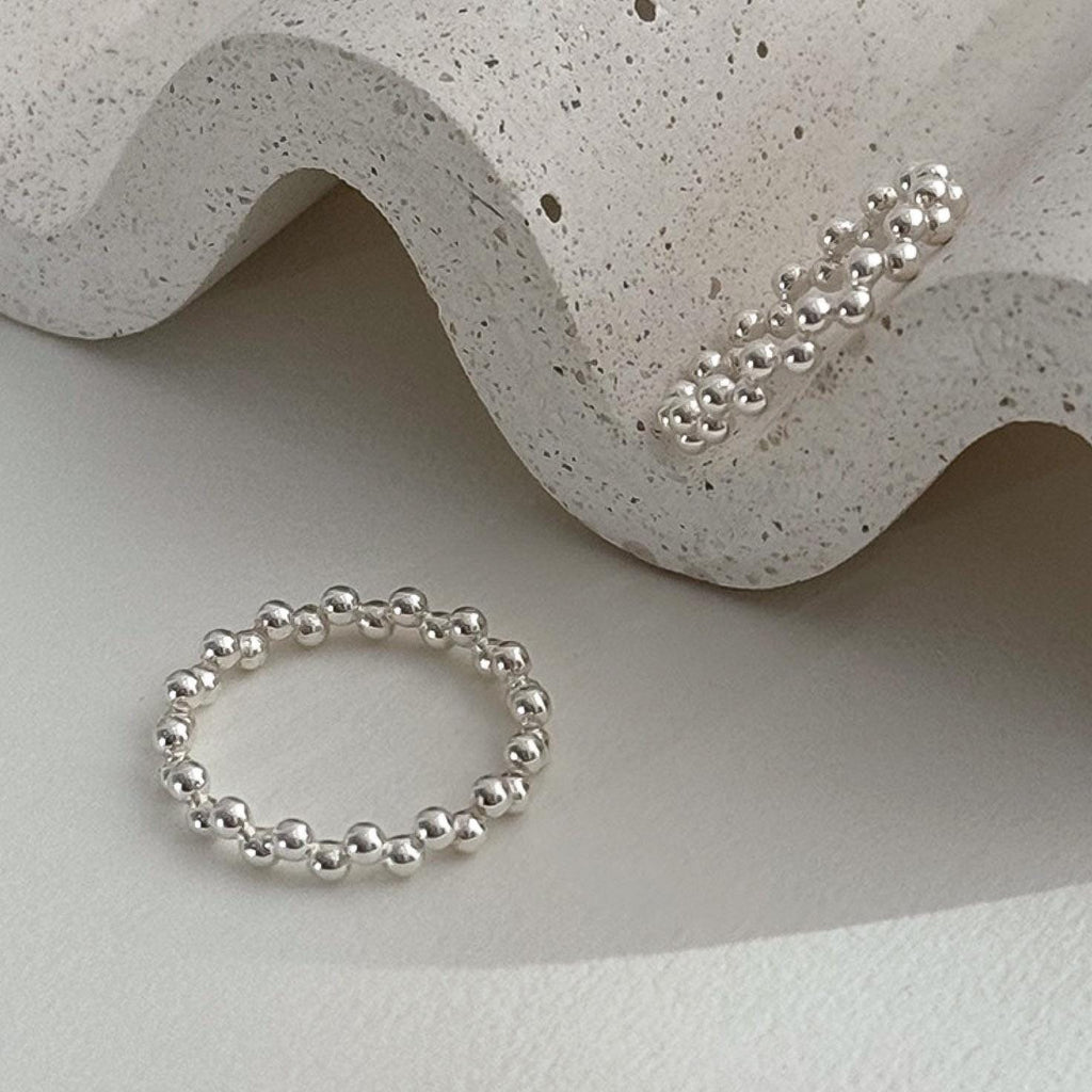 Zigzag Silver Ball Stacking Ring