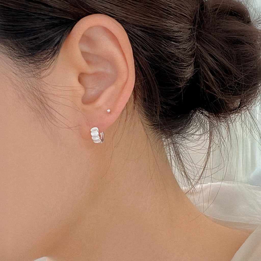 Matte Oval Dot Huggie Earrings