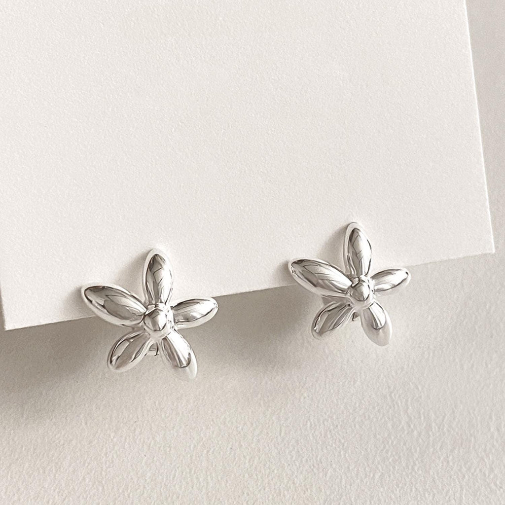Bold Flower Huggie Earrings