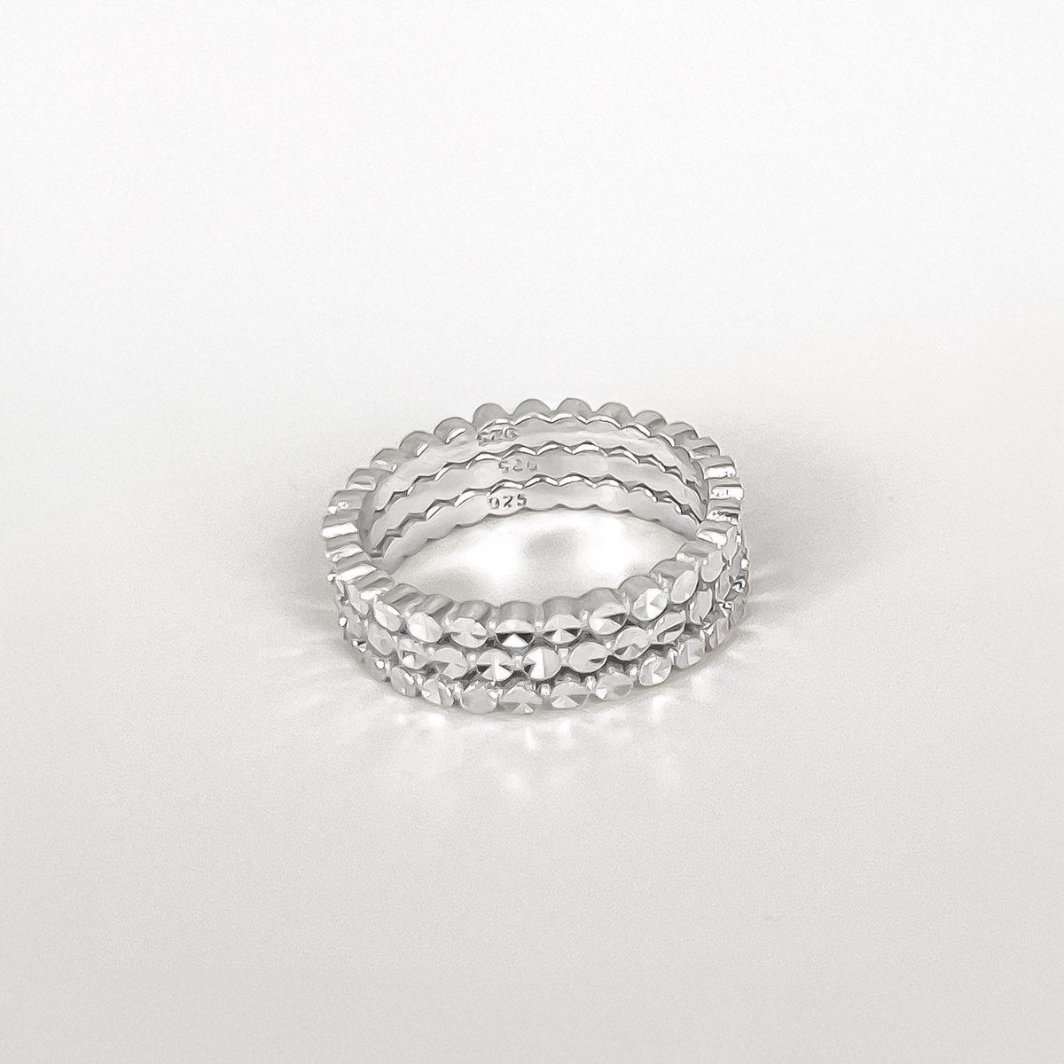 Diamond-Cut Beaded Band Ring