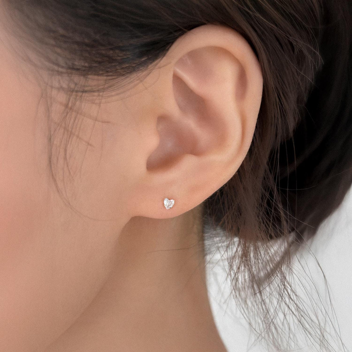 Heart CZ Stud Earrings