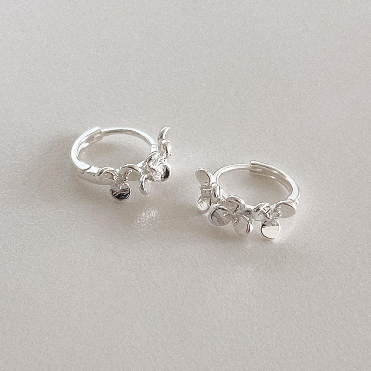 Triple Petal Flower Huggie Earrings