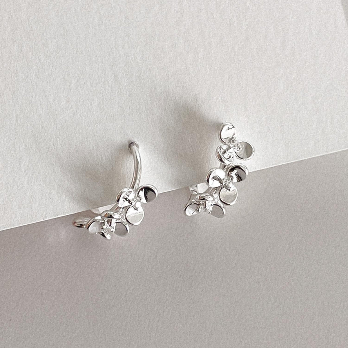 Triple Petal Flower Huggie Earrings