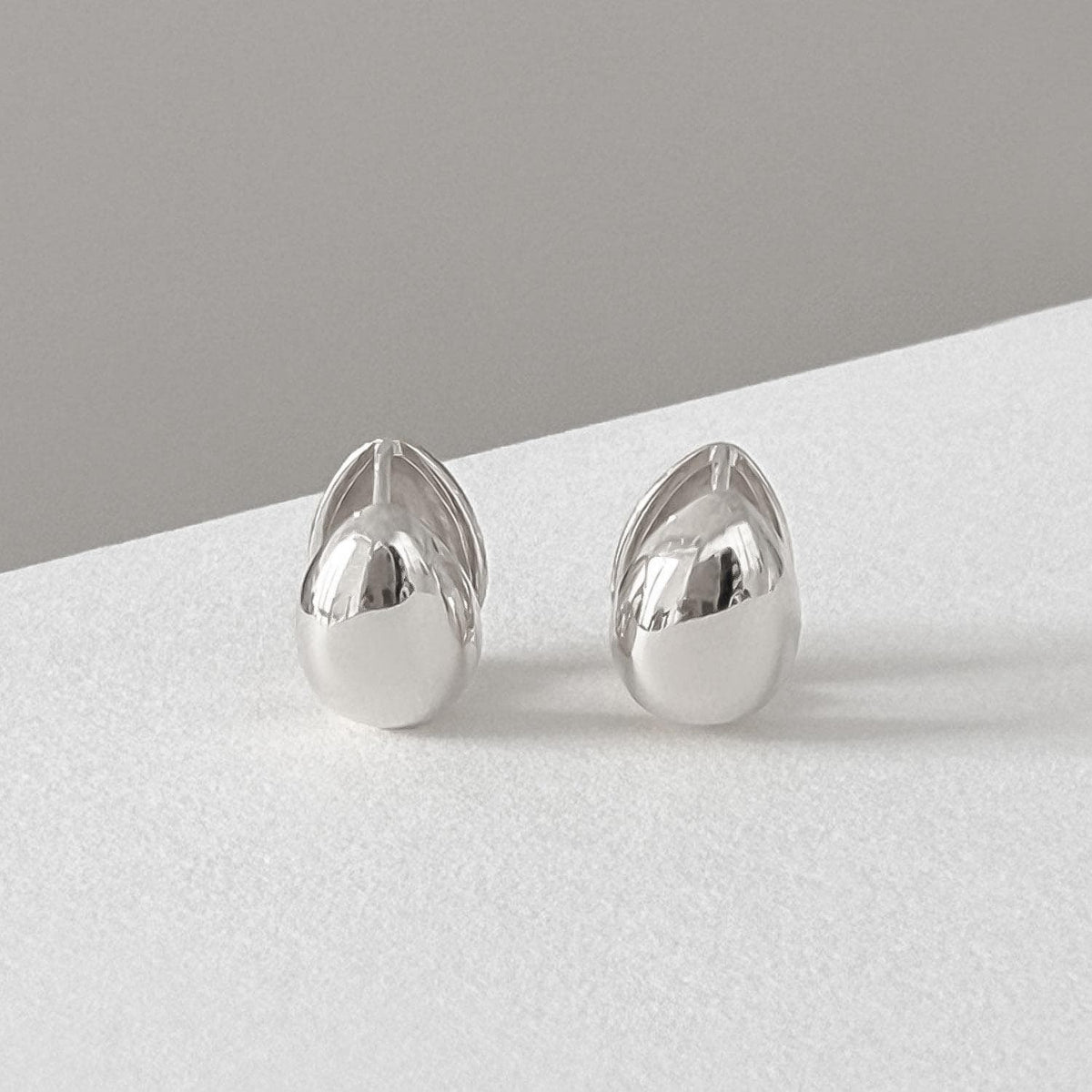 Teardrop Dome Huggie Earrings