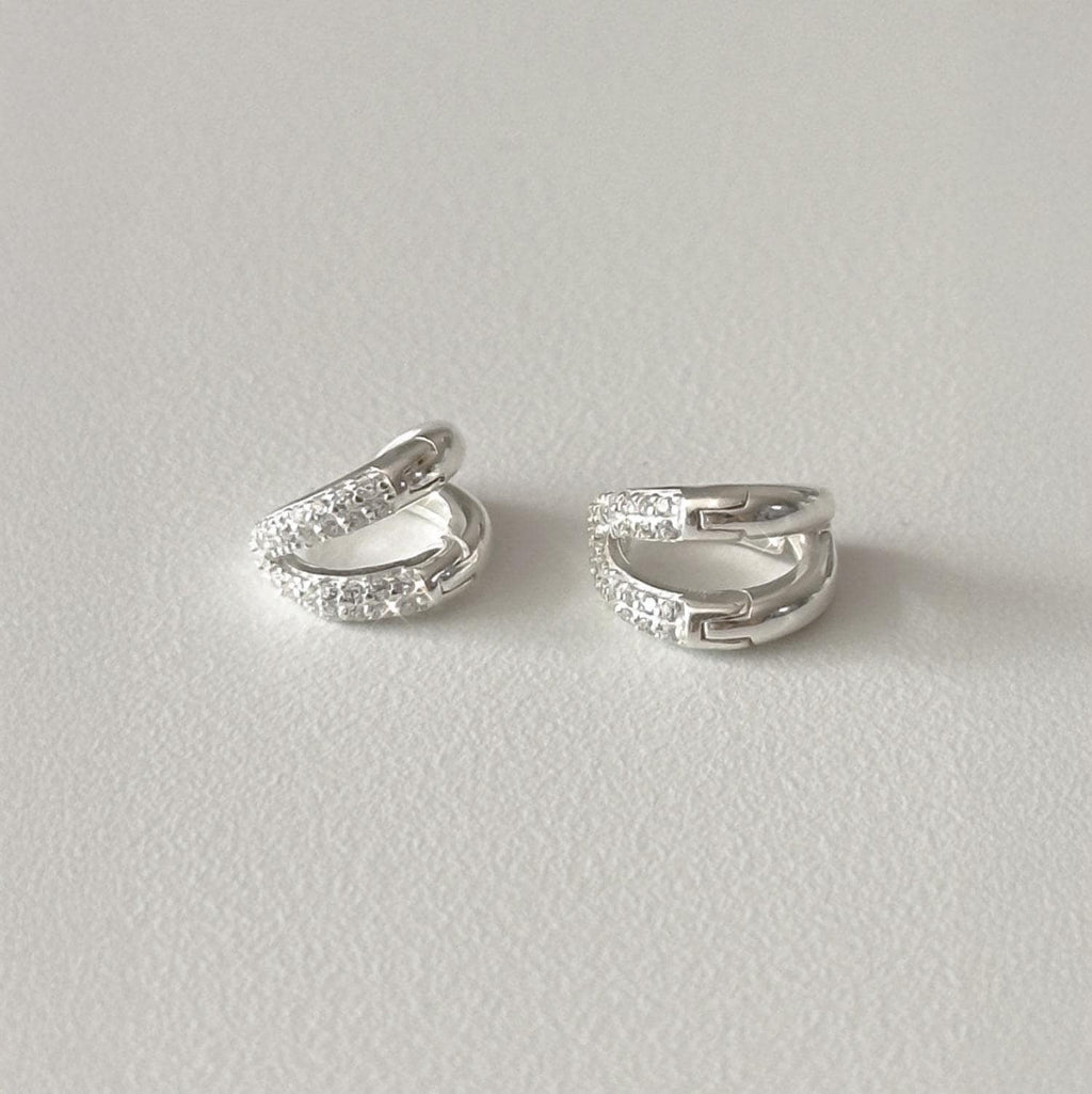 CZ Double Line Huggie Earrings