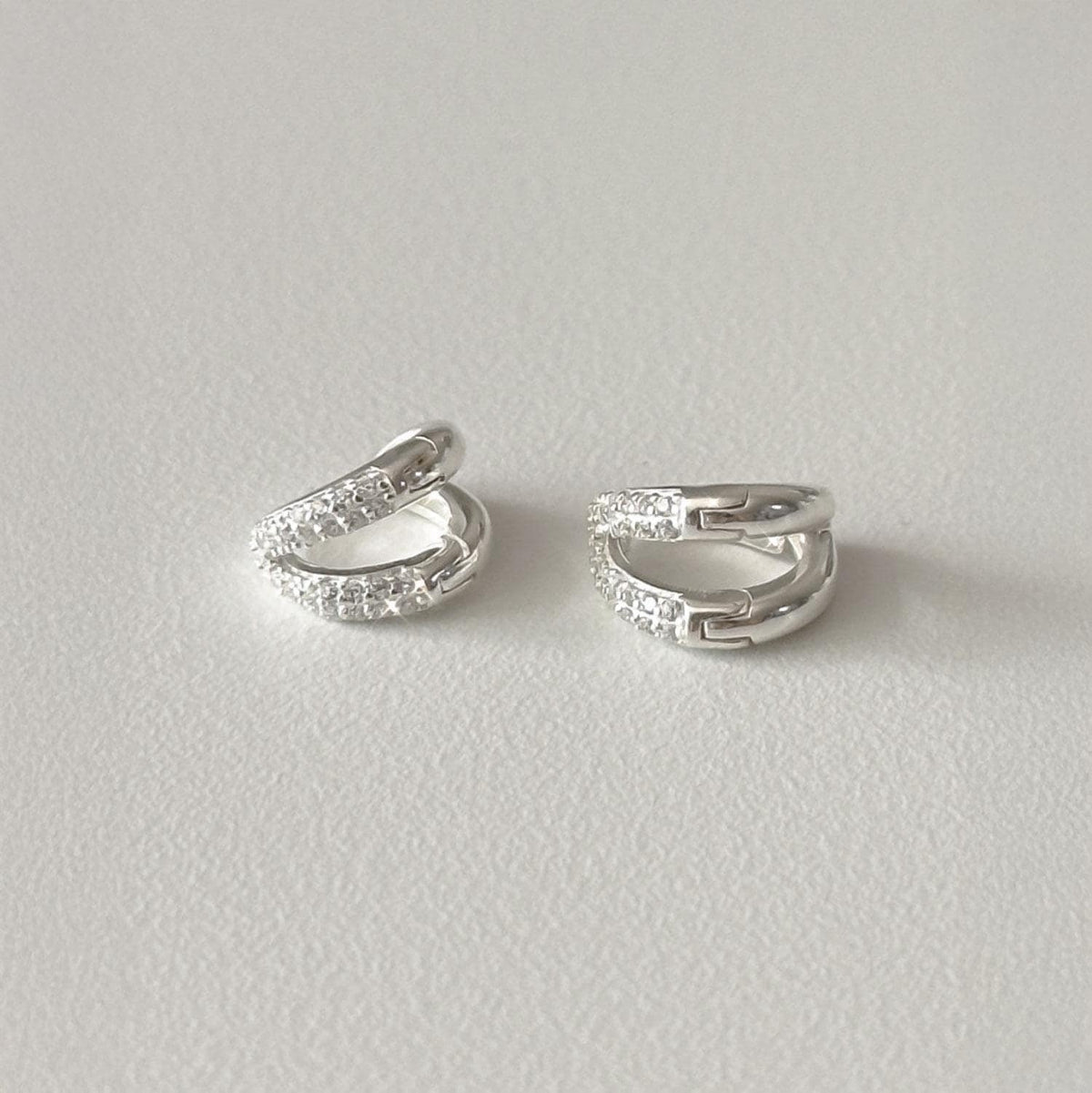 CZ Double Line Huggie Earrings