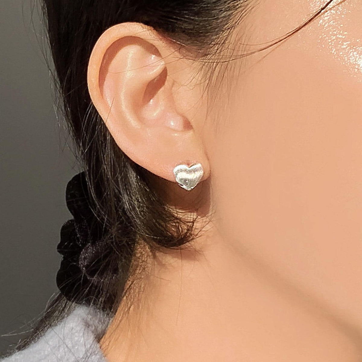 Matte Bold Heart Huggie Earrings