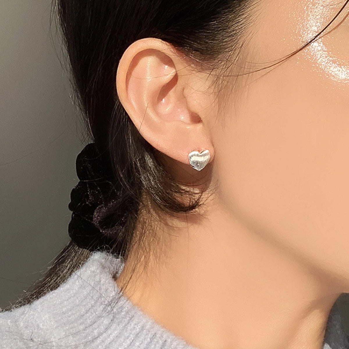 Matte Bold Heart Huggie Earrings