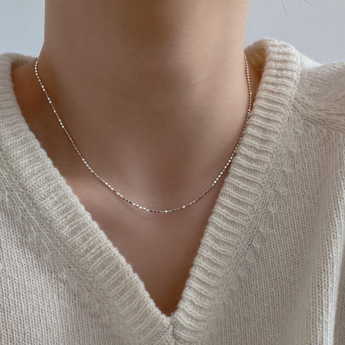 Square Faceted Bead Chain Necklace